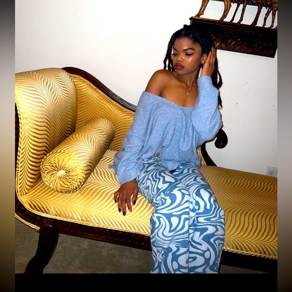 SHEIN Blue Pattern Pants, Size 6 - Picture 3 of 4